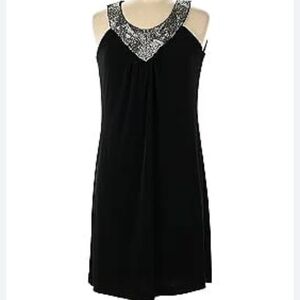 Calvin Klein Black with Silver-tone Beading Occasion Party Event Dress Size10